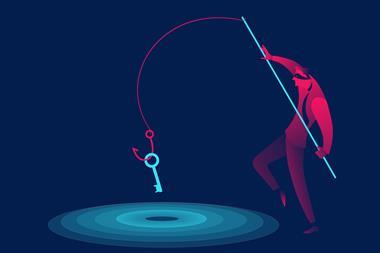 An illustration showing a hacker fishing for a key
